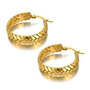 18K gold Plated Braided Woven Hoop Earrings
